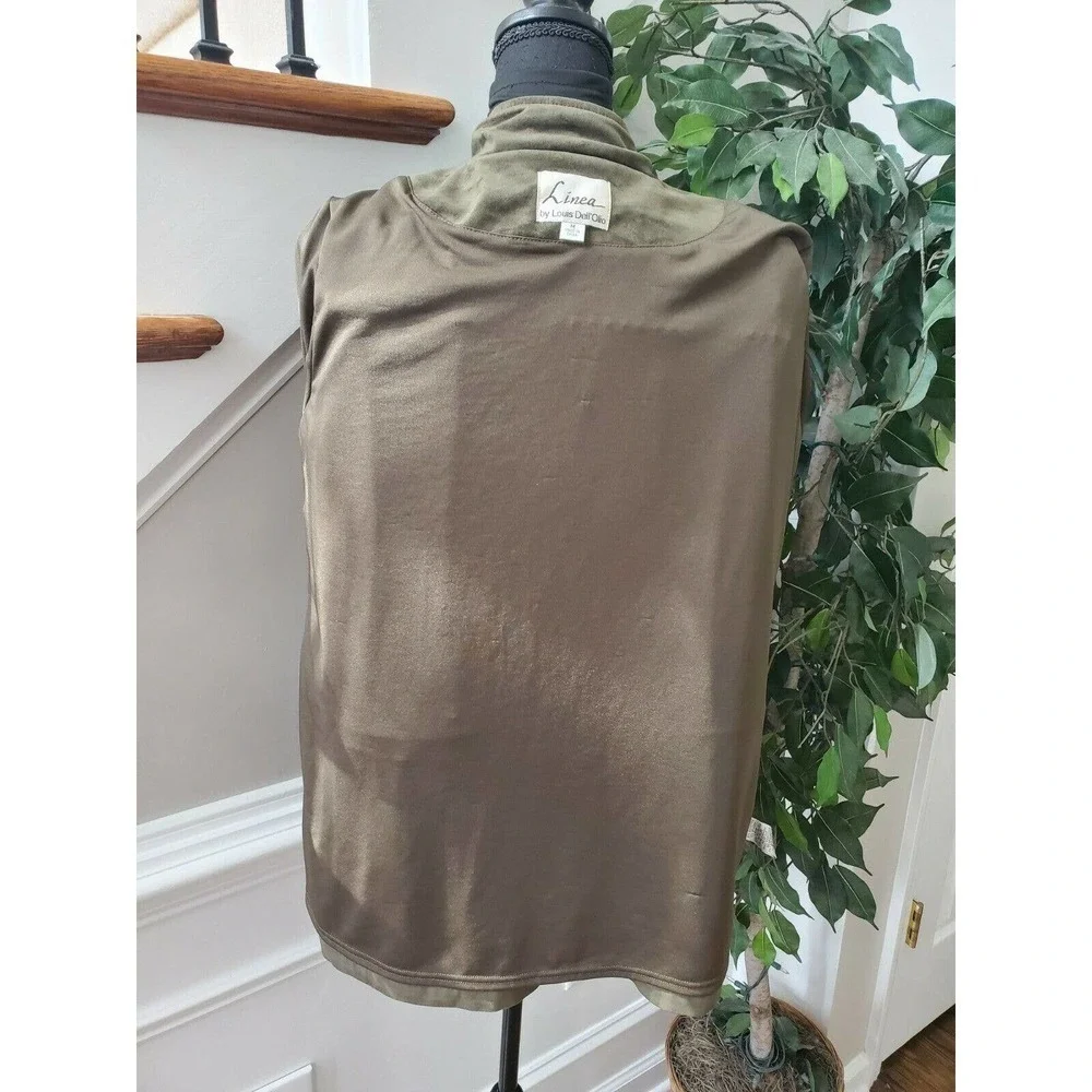 Linea Women Green Polyester Long Sleeve High Neck Full Zip Front Casual Jacket M - Picture 10 of 11